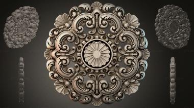 Round decor, rosettes Square rosette with volutes and a basin 3d model