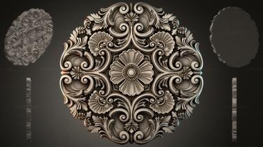 Round decor, rosettes Round Baroque Ornament with Flowers and Scrolls 3d model