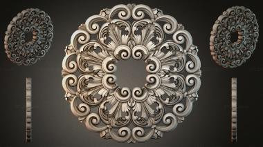 Round decor, rosettes Round rosette with volutes and plant motifs 3d model