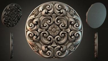 Round decor, rosettes Round panel with volutes and a floral medallion 3d model