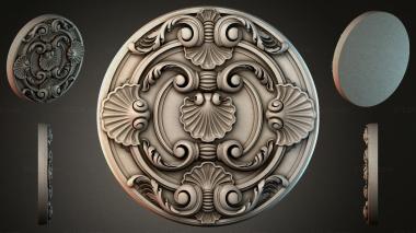 Round decor, rosettes Round rosette with volutes and shells 3d model