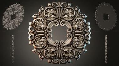 Round decor, rosettes Square vignette with volutes and acanthus 3d model