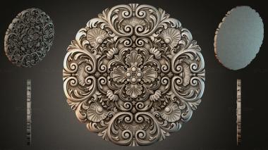 Round decor, rosettes Round carved panel with scrolls and leaves 3d model