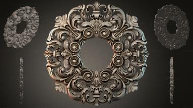 Round decor, rosettes Square ornament with volutes and acanthus 3d model