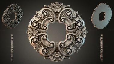 Round decor, rosettes Baroque vignette with volutes and floral rosettes 3d model