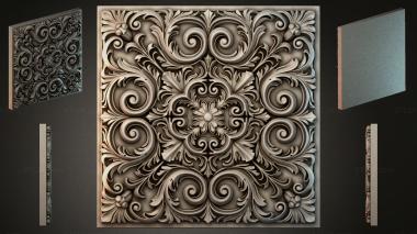 Round decor, rosettes Panel with symmetrical spirals and floral patterns 3d model