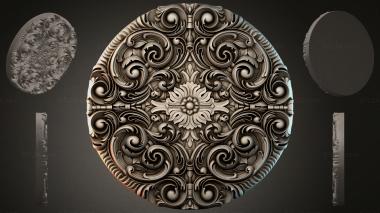 Round decor, rosettes Round medallion with volutes and a floral center 3d model