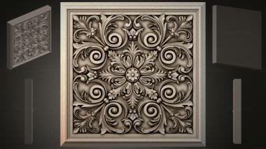 Round decor, rosettes Panel with swirls and a flower in the center 3d model