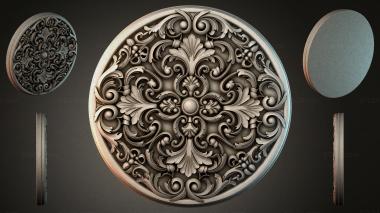Round decor, rosettes Round rosette with baroque scrolls and palmettes 3d model