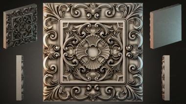 Round decor, rosettes Decorative panel with swirls and a medallion 3d model