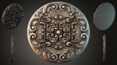 Round decor, rosettes Round rosette with swirls and fan-shaped elements 3d model