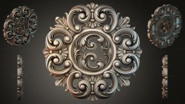 Round decor, rosettes Cartouche with volutes and palmettes 3d model
