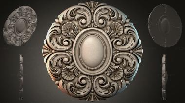 Round decor, rosettes Oval rosette with volutes and shells 3d model