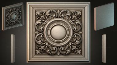 Round decor, rosettes Panel with a round rosette and acanthus ornament 3d model