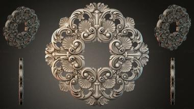 Round decor, rosettes Cartouche with acanthus and volutes in the Baroque style 3d model