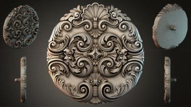 Round decor, rosettes Round panel with scrolls and shells 3d model