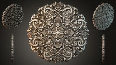 Round decor, rosettes Cartouche with acanthus scrolls and palmettes 3d model