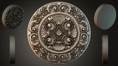 Round decor, rosettes Round ceiling rose with volutes and basins 3d model