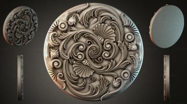 Round decor, rosettes Round carved rosette with acanthus and volutes 3d model