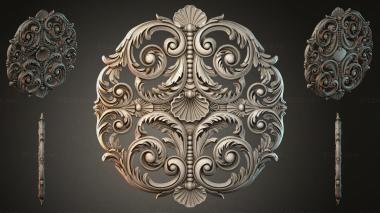 Round decor, rosettes Round vignette with scrolls and shells 3d model