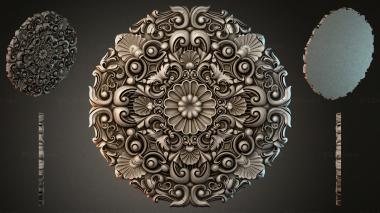 Round decor, rosettes Rosette with volutes and floral medallions 3d model