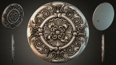 Round decor, rosettes Round rosette with volutes and a floral medallion 3d model