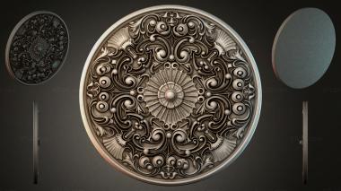 Round decor, rosettes Round rosette with baroque scrolls and radial ornament 3d model