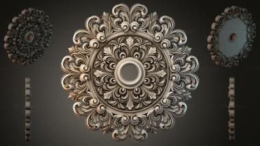 Round decor, rosettes Ceiling rose with swirl pattern and acanthus 3d model