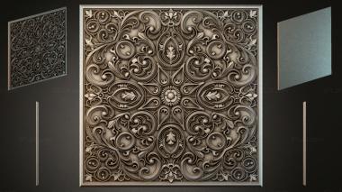 Round decor, rosettes Panel with symmetrical floral ornament and medallions 3d model