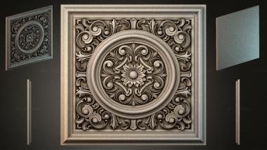 Round decor, rosettes Ceiling rose with floral medallion and volutes 3d model