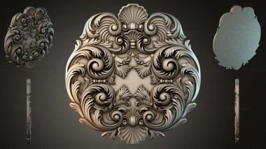 Round decor, rosettes Baroque rosette with volutes and shells 3d model