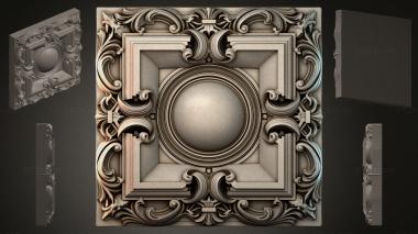 Round decor, rosettes Ceiling rose with a volumetric sphere and volutes 3d model