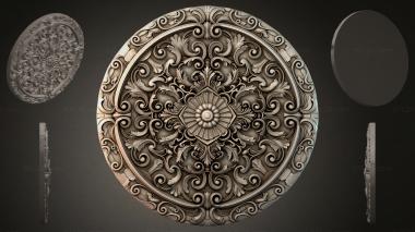 Round decor, rosettes Round rosette with acanthus scrolls and a central flower 3d model
