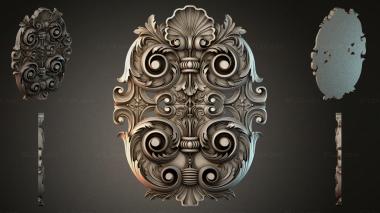 Round decor, rosettes Carved cartouche with spiral scrolls and a shell 3d model