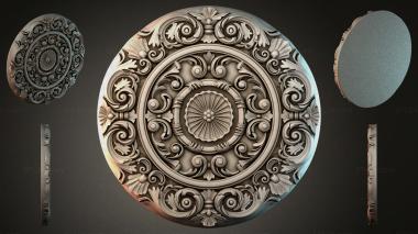 Round decor, rosettes Round rosette with volutes and a basin 3d model
