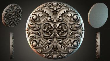 Round decor, rosettes Round rosette with acanthus scrolls and spheres 3d model