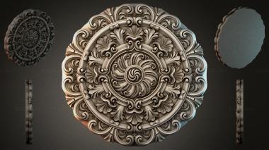 Round decor, rosettes Round rosette with volutes and fan leaves 3d model