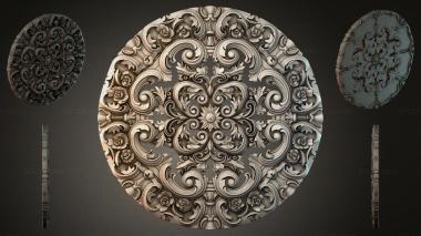 Round decor, rosettes Round rosette with swirls and floral motifs 3d model
