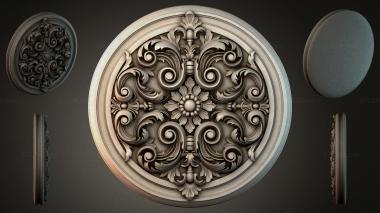 Round decor, rosettes Round rosette with volutes and acanthus leaves 3d model