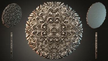 Round decor, rosettes Ceiling rosette with floral ornament 3d model