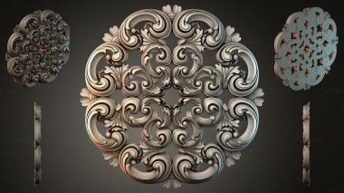 Round decor, rosettes Volute cartouche with spiral scrolls 3d model