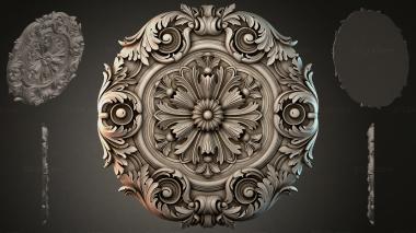 Round decor, rosettes Round rosette with floral ornament and volutes 3d model