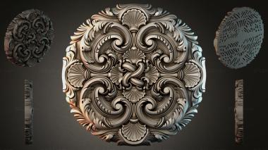 Round decor, rosettes Round rosette with acanthus scrolls and shells 3d model