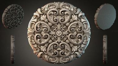Round decor, rosettes Round rosette with volutes and acanthus leaves 3d model