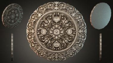 Round decor, rosettes Round medallion with floral ornament and spirals 3d model
