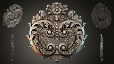 Round decor, rosettes Cartouche with acanthus scrolls and a central flower 3d model