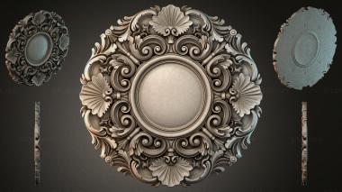 Round decor, rosettes Panel with oval rosette and volutes 3d model