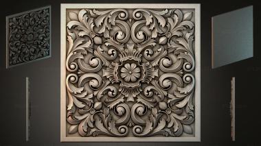 Round decor, rosettes Panel with symmetrical acanthus ornament and central floral medallion 3d model