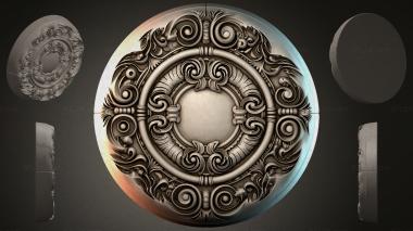 Round decor, rosettes Round rosette with volutes and spiral elements 3d model