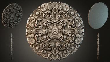 Round decor, rosettes Round rosette with twisted acanthus and shells 3d model
